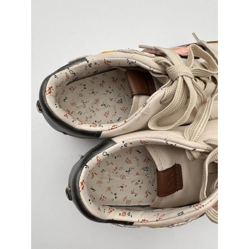 Coach Low Top Sneaker with Cloud Patches & Rexy Tea Rose Size 9.5B Women’s - Picture 13 of 14